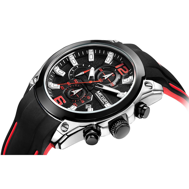 Reloj Hombres MEGIR 2063 Cronografo Luminoso Negro 2
