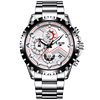 Reloj Hombre LIGE 9821 Cronografo 3Bar Pulso Acero Blanco