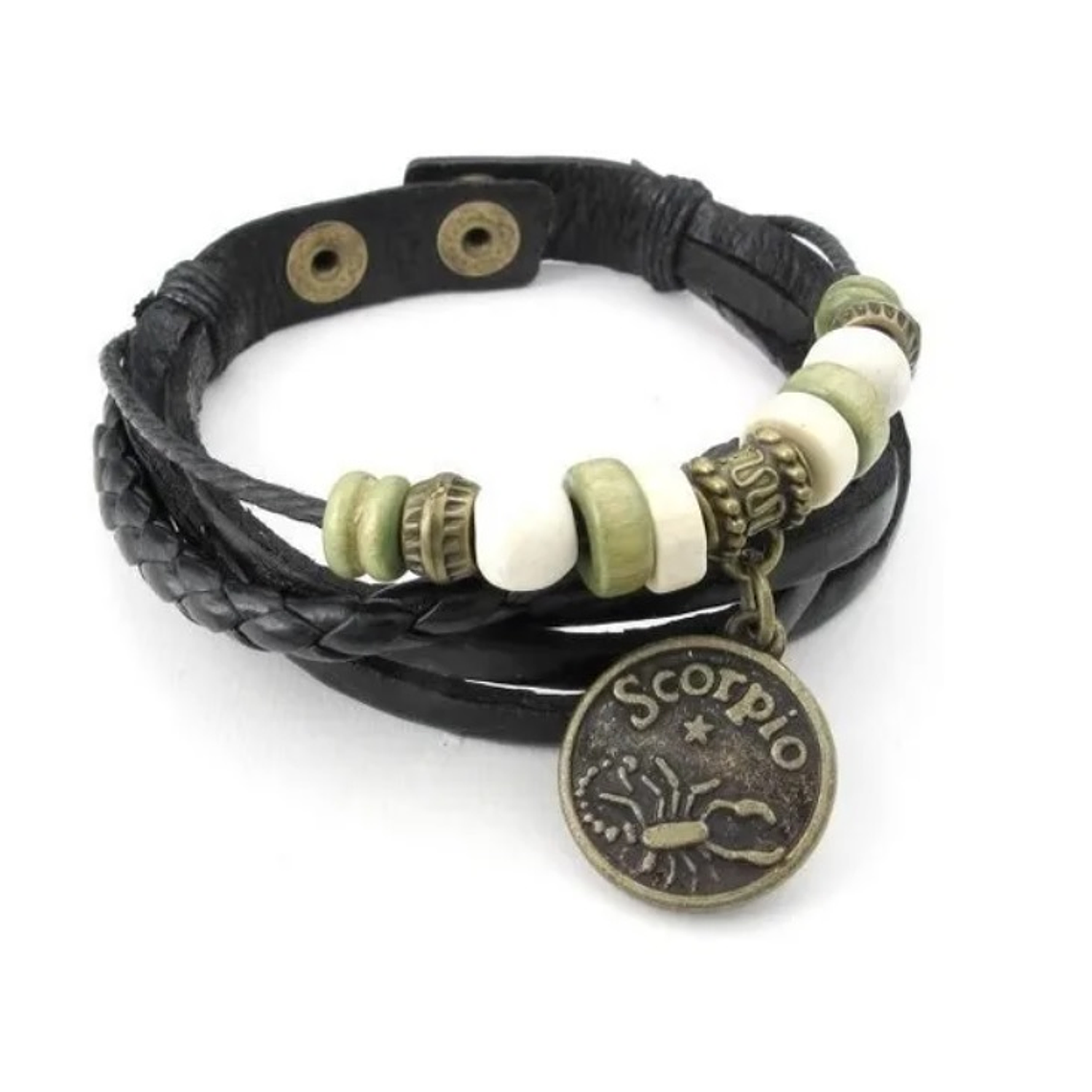 Pulsera En Cuero Constelación Del Zodiaco Escorpion 1