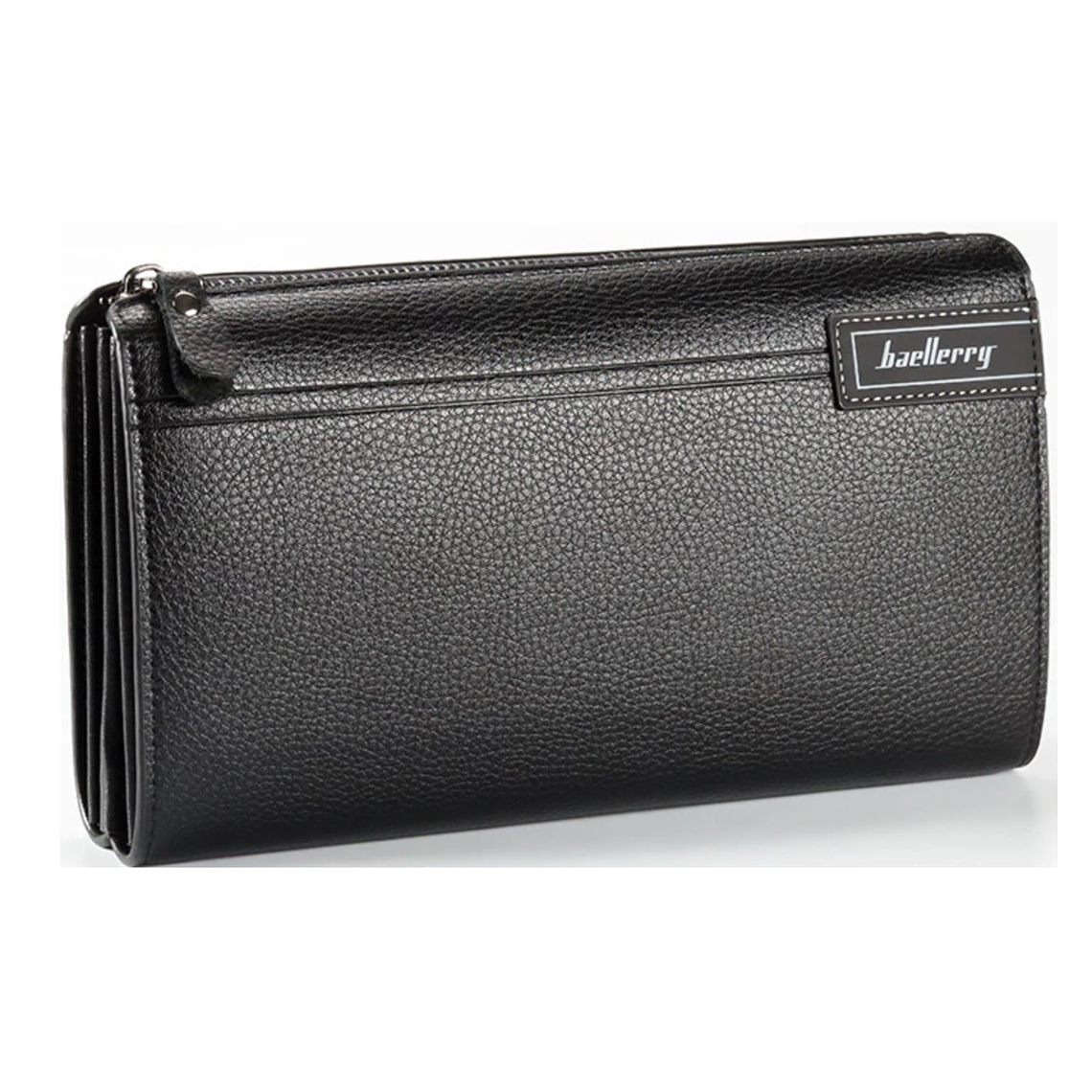 Billetera Hombre Multifuncional Larga Cuero PU Con Cierre E044 Negro 2