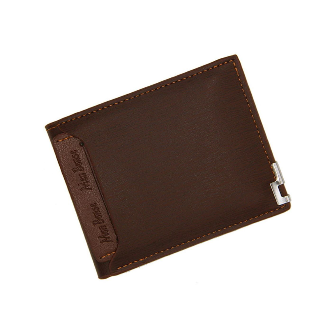 Billetera Hombre Corta Cuero PU Delgada 9549 Café Claro 1