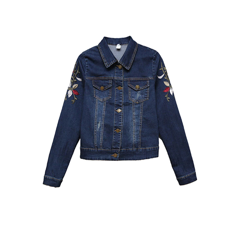 Chaqueta Mujer Jean Bordado A009 Azul Oscuro 2