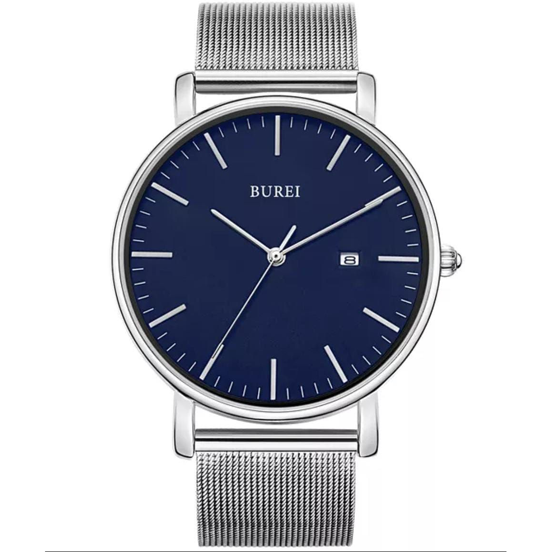 Reloj Lujo Hombres Acero Inoxidable CRRJU 2135 Plateado Azul 1