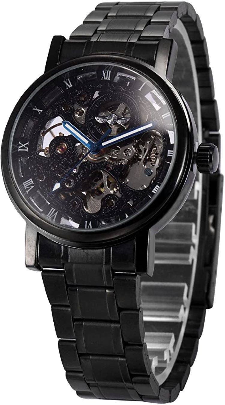 Reloj analógico de acero inoxidable para hombre de 1.575 in (sin  cronógrafo), reloj analógico de fácil lectura para fecha y día para hombre,  reloj de