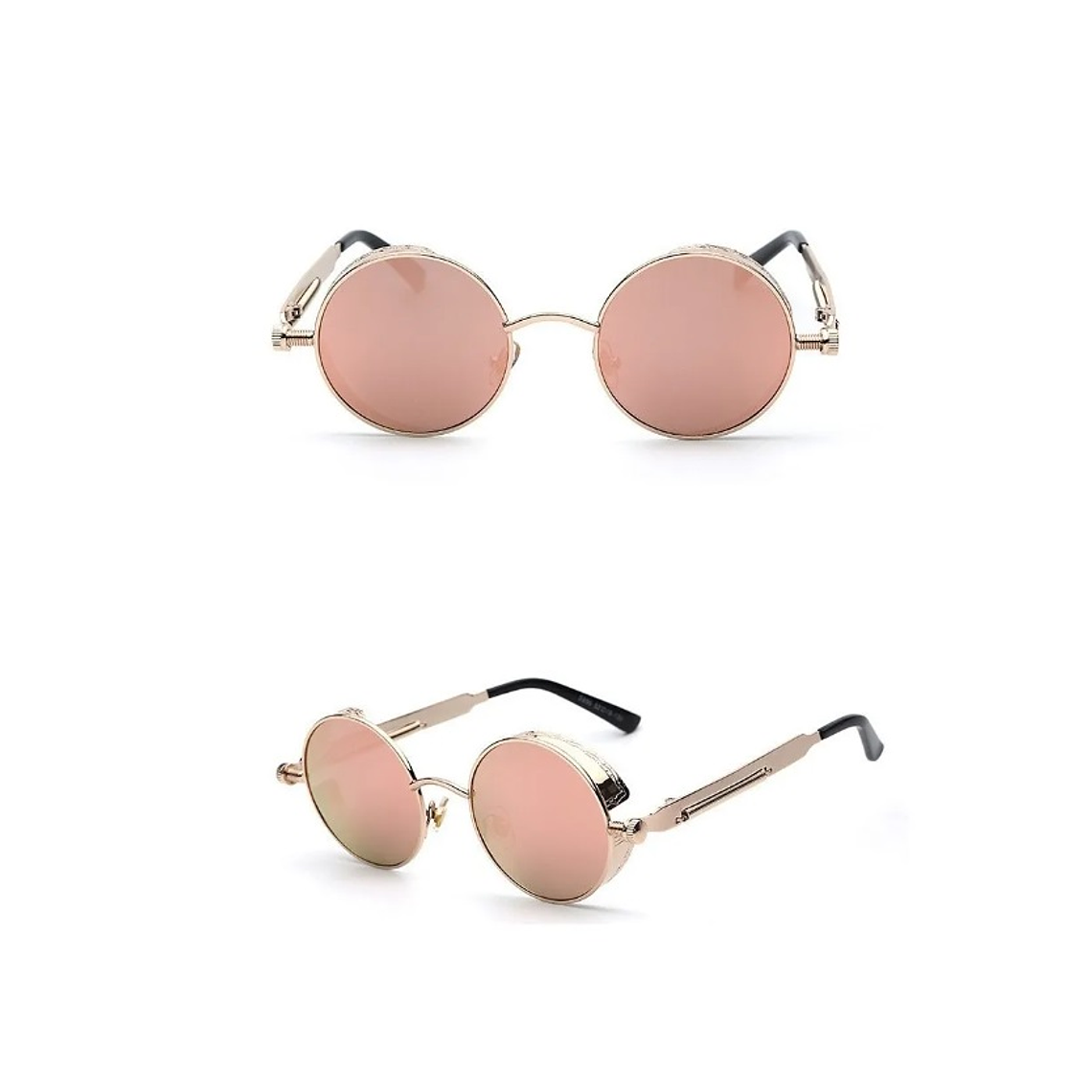 Gafas De Sol Goticas Vintage UV400 Dorado Rosado 2