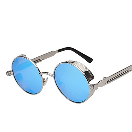 Gafas De Sol Goticas Vintage UV400 Plateado Azul 