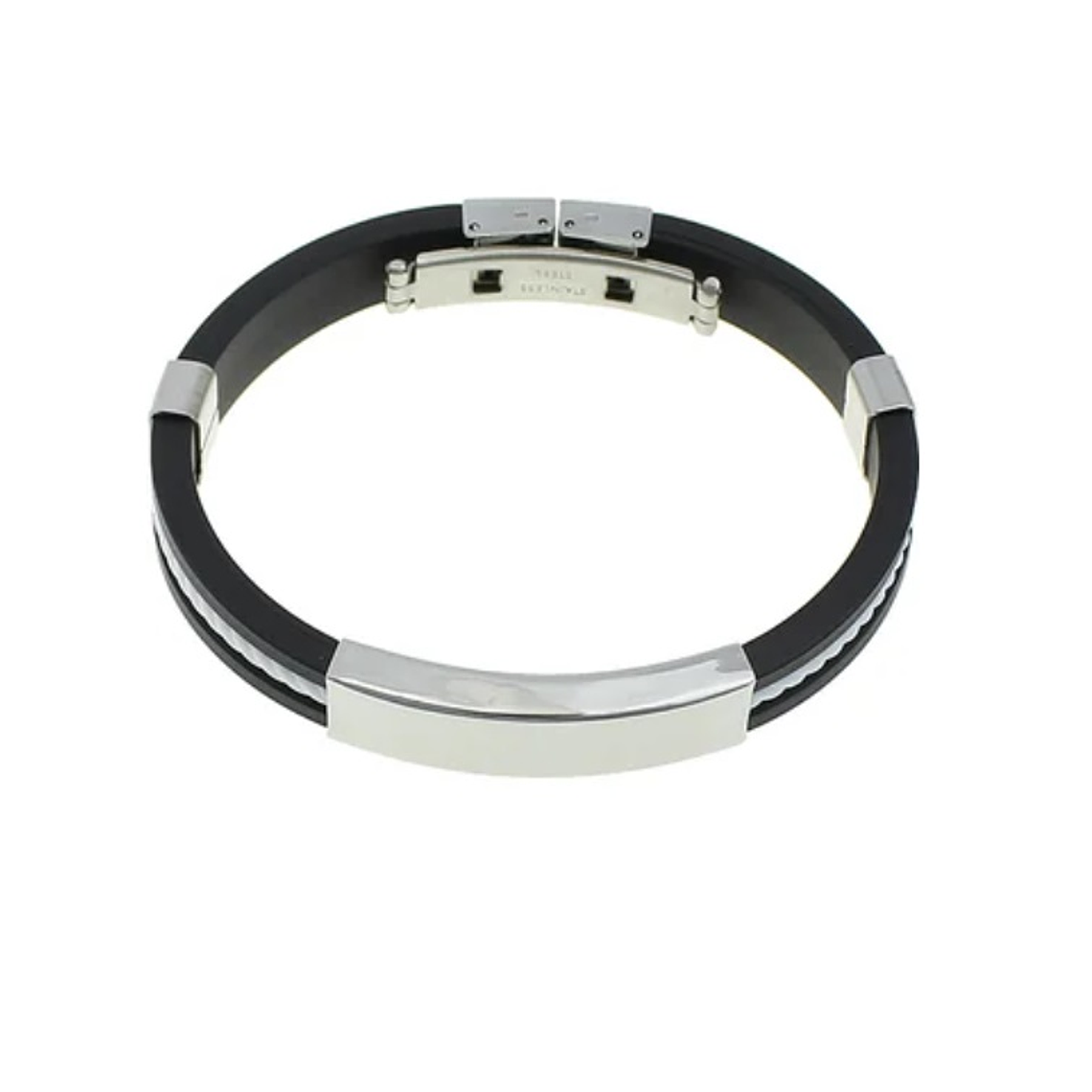 Manilla Silicona Acero Inoxidable - Color Negro Blanco 1