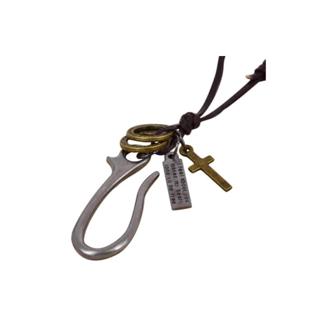 Collar Cuero Diseño Gancho Marrón  1