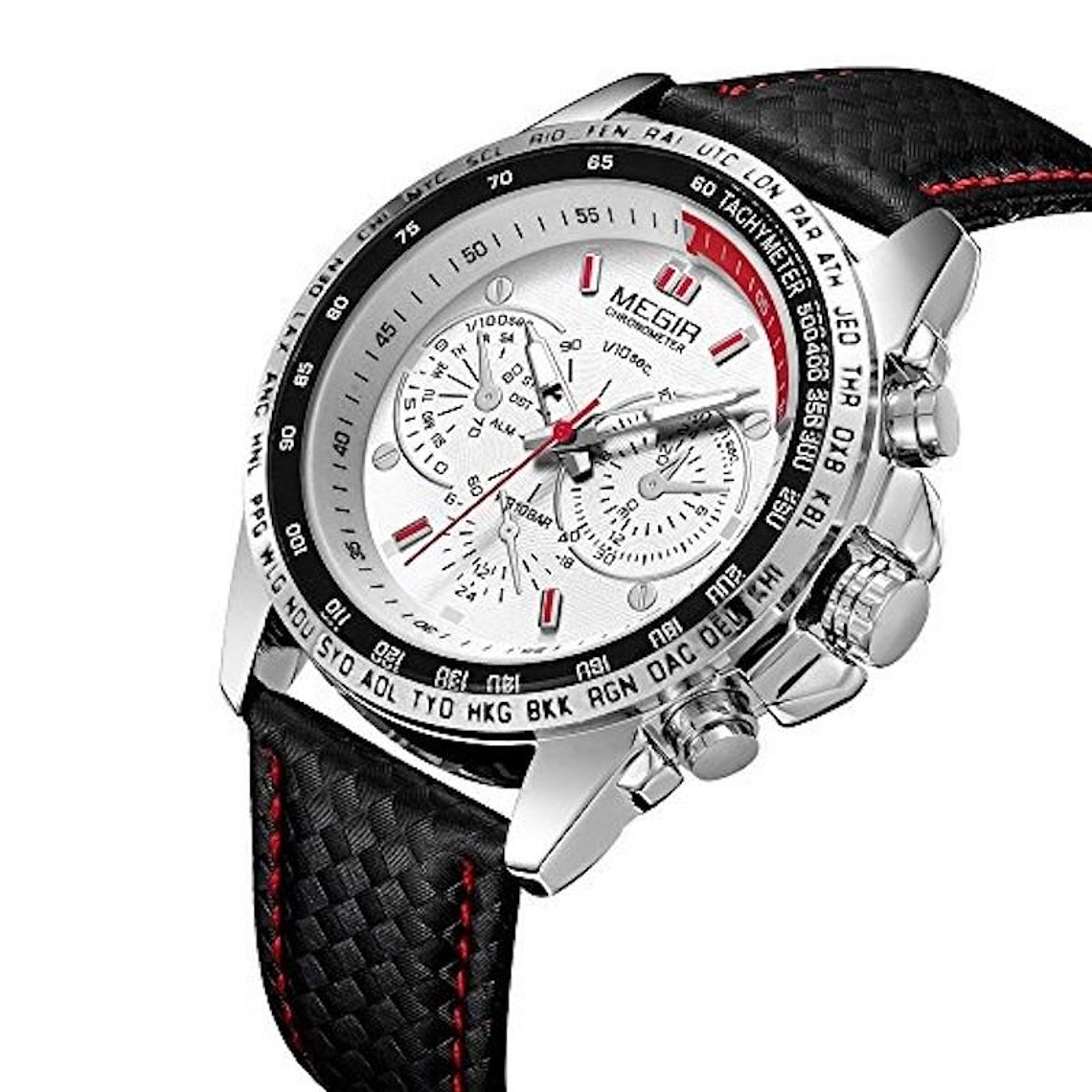 Reloj Cuarzo Hombre Casual Militar 3Bar MEGIR 1010 Blanco 1