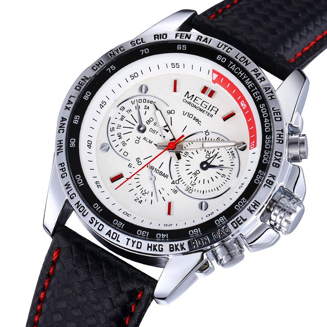 Reloj Cuarzo Hombre Casual Militar 3Bar MEGIR 1010 Blanco 2
