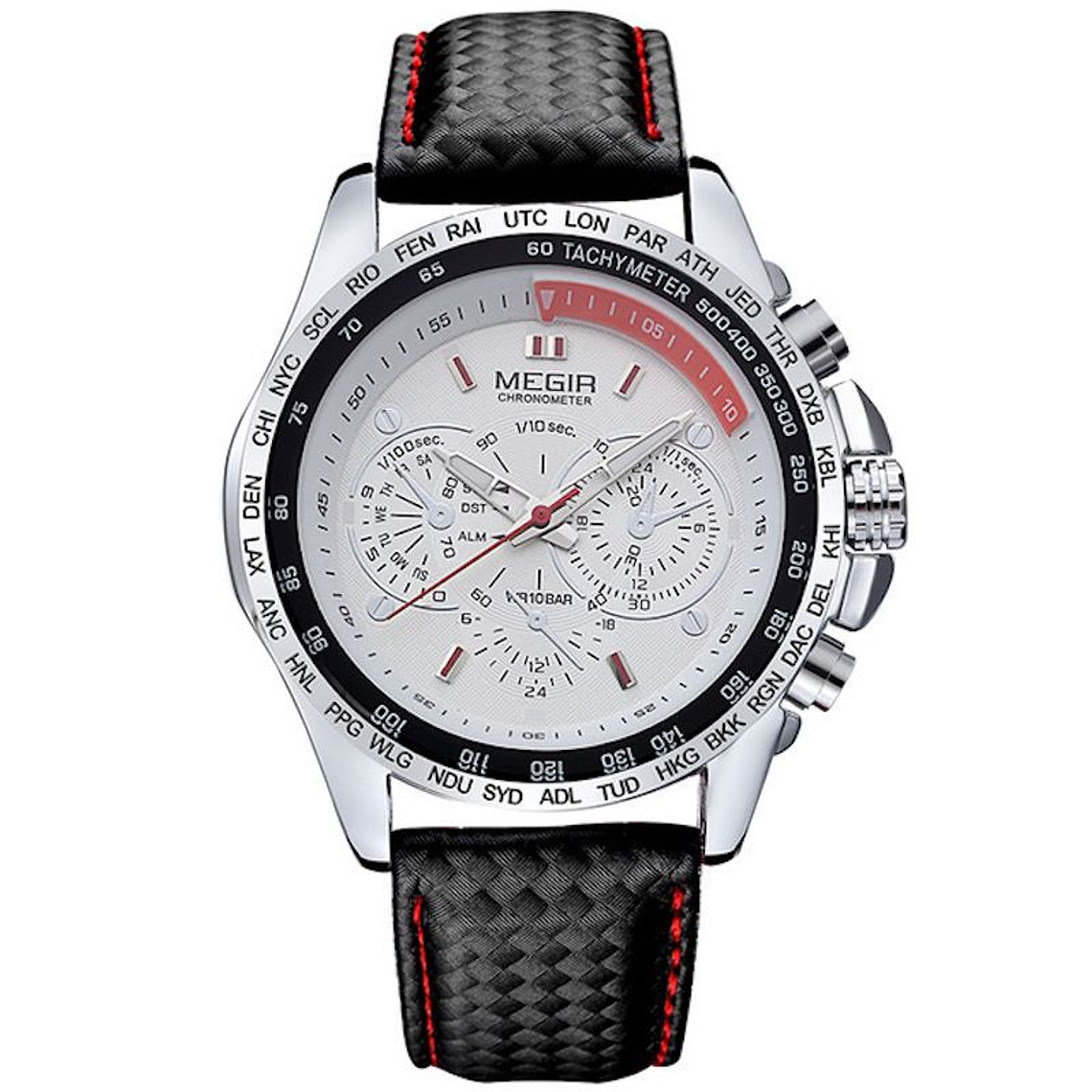 Reloj Cuarzo Hombre Casual Militar 3Bar MEGIR 1010 Blanco 3