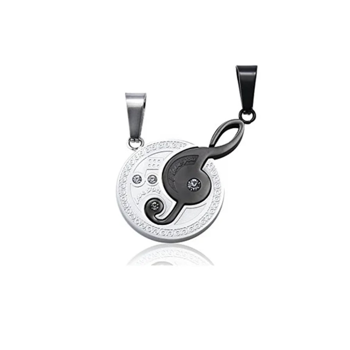 Dijes Parejas Nota Musical - Color Plata Y Negro 1