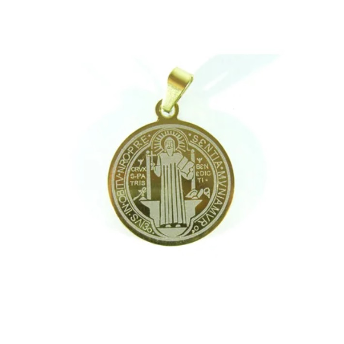 Medalla San Benito Acero Inoxidable 2.6cm Color Dorado 1