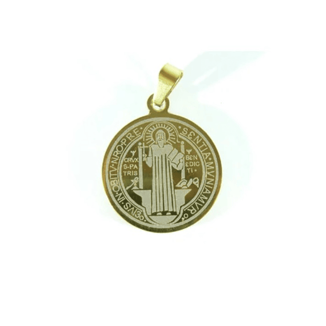Medalla San Benito Acero Inoxidable 2.6cm Color Dorado