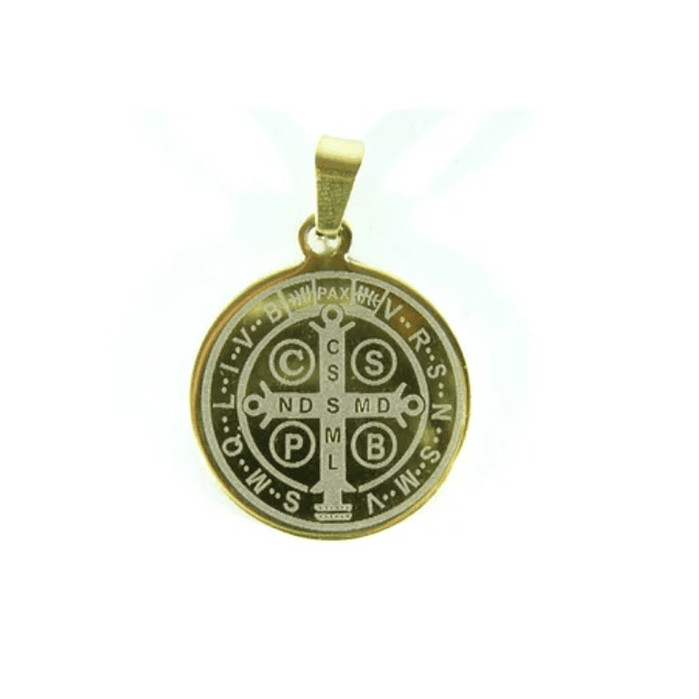 Medalla San Benito Acero Inoxidable 2.6cm Color Dorado
