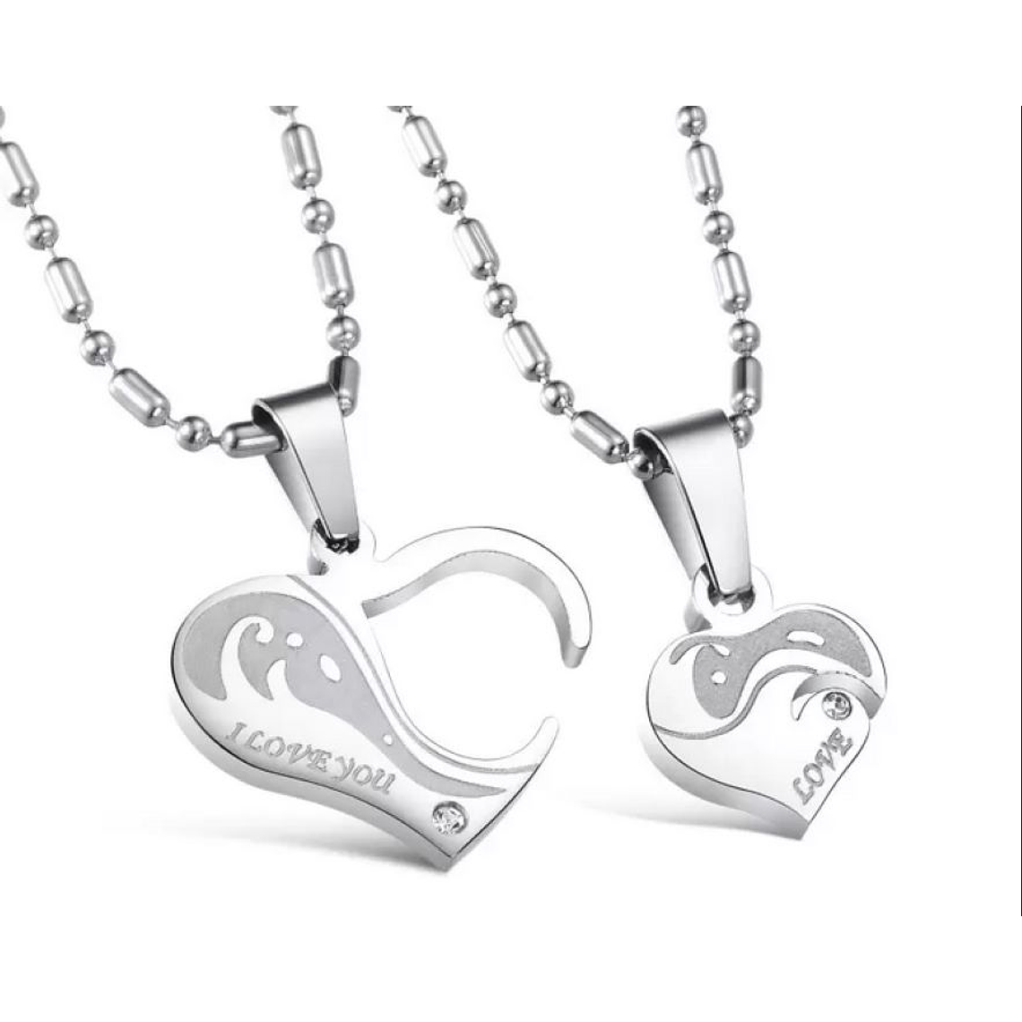 Dijes Cadena Parejas Rompecabeza Acero Inoxidable Plateado F- 1