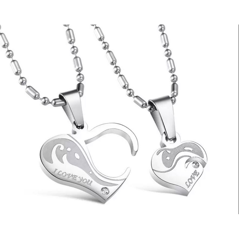 Dijes Cadena Parejas Rompecabeza Acero Inoxidable Plateado F- 1