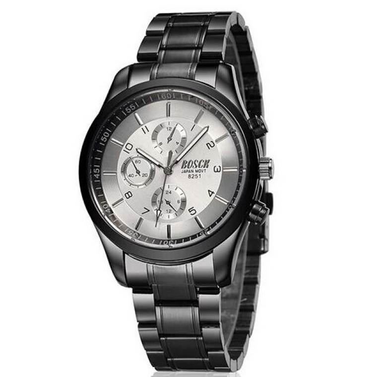 Reloj Cuarzo Casual Acero Inoxidable BSK12 Color Negro Blanco 1