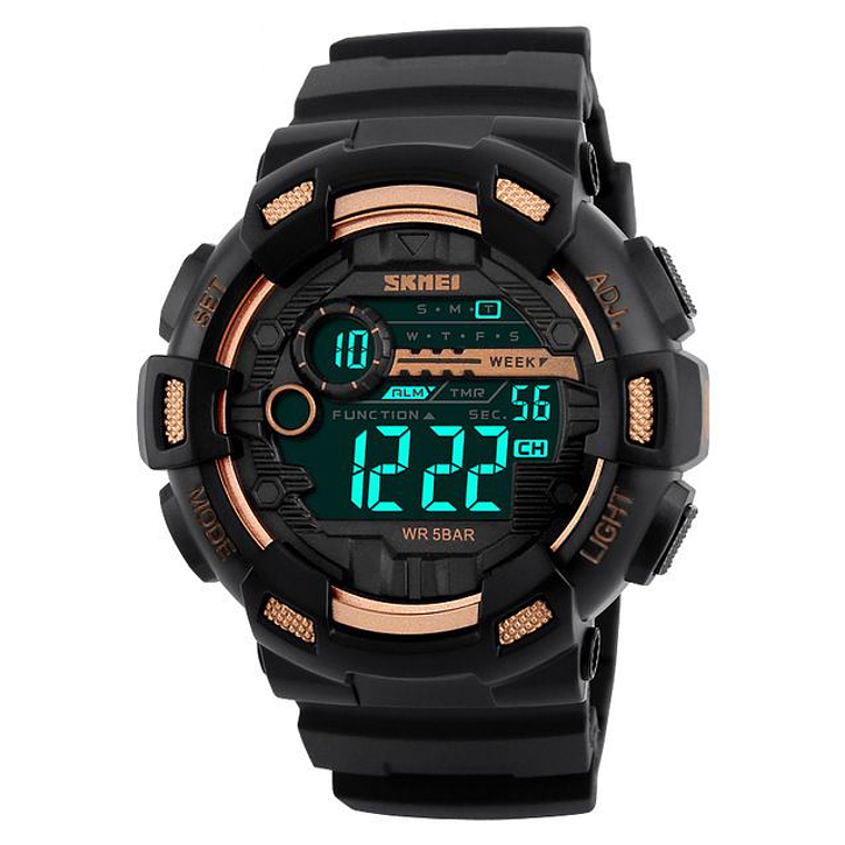 Reloj Deportivo Digital SKMEI 1243 Luz Fondo Cronógrafo Dorado 1