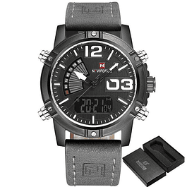 Reloj Cuarzo Digital Militar Naviforce NF9095 Negro Gris