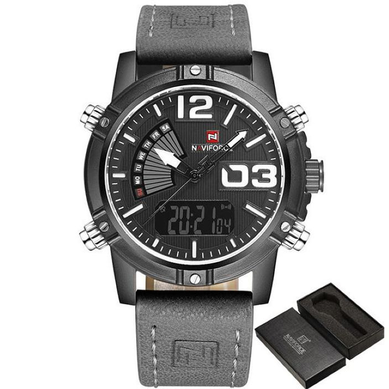 Reloj Cuarzo Digital Militar Naviforce NF9095 Negro Gris 1