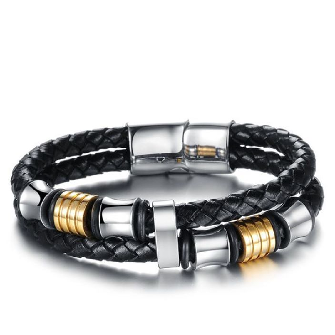 Manilla Trenzada Cuero Broche Magnético MPH887 Negro 1