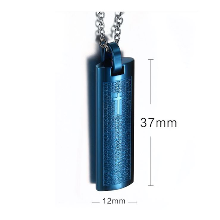 Dije Padre Nuestro Acero Inoxidable Azul 4