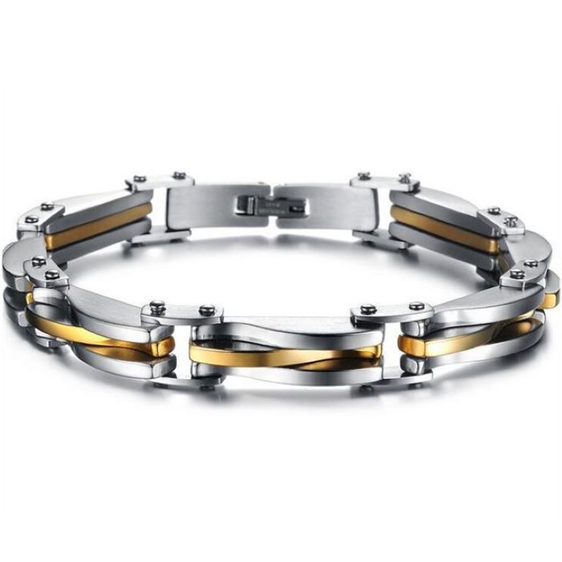 Pulsera Para Hombre Acero Cadena 22cm Plateado Dorado 000 1