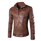 Chaqueta Larga Hombre Cuero Sintetico Casual 42264 Cafe - Miniatura 1