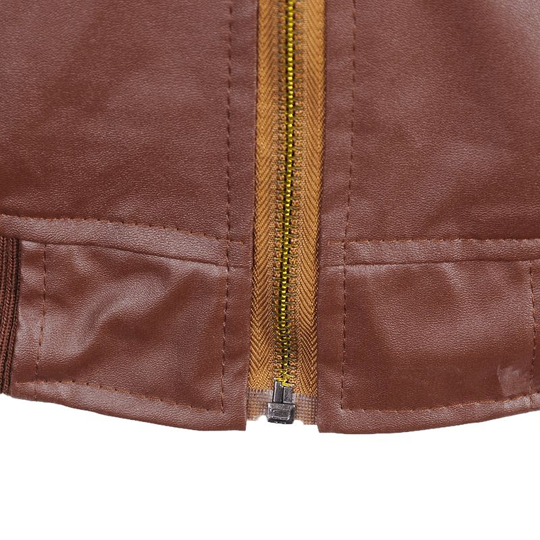 Chaqueta Larga Hombre Cuero Sintetico Casual 42264 Cafe 4