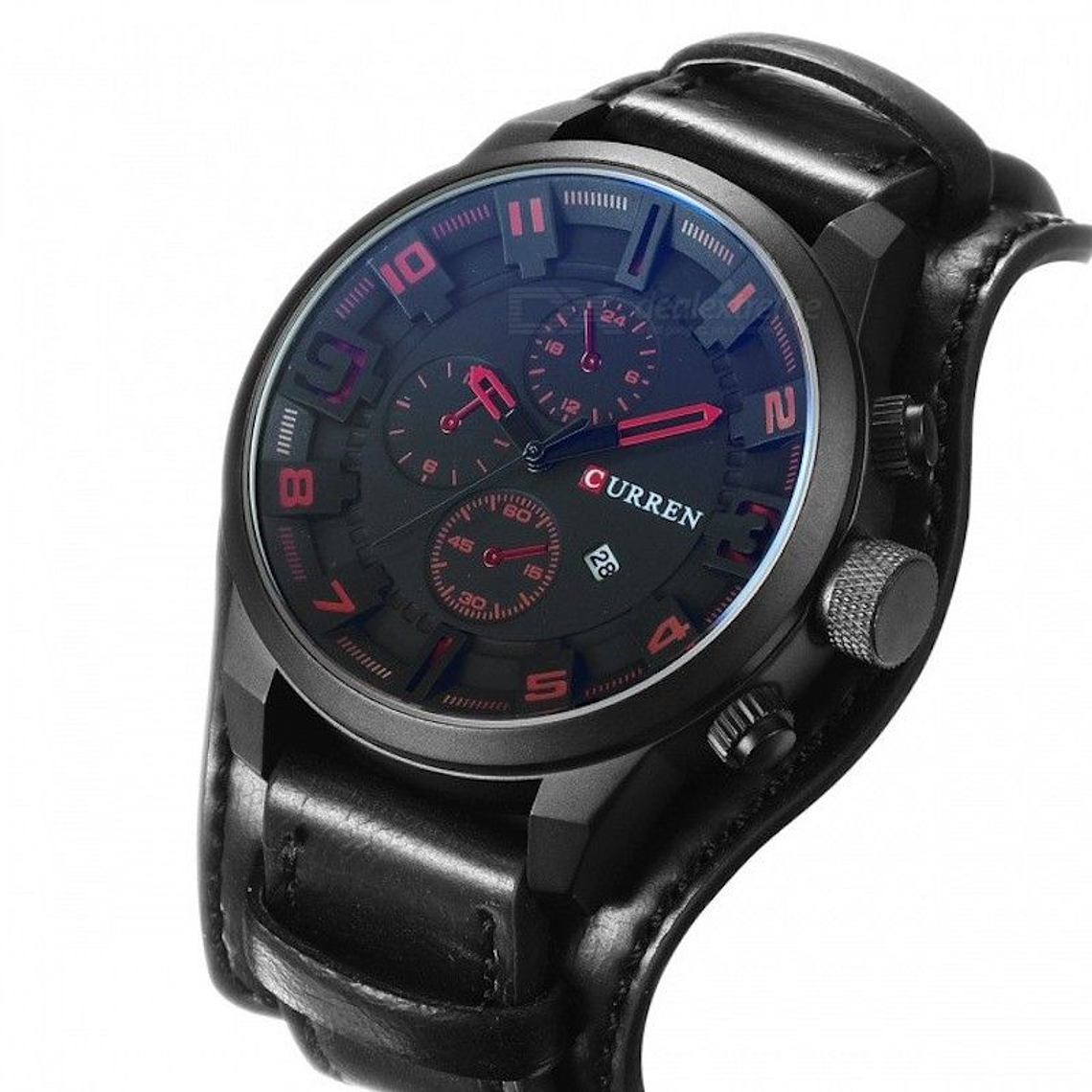 Reloj Cuarzo Analogico Lujo Hombre Cuero Curren 8225 Negro 1