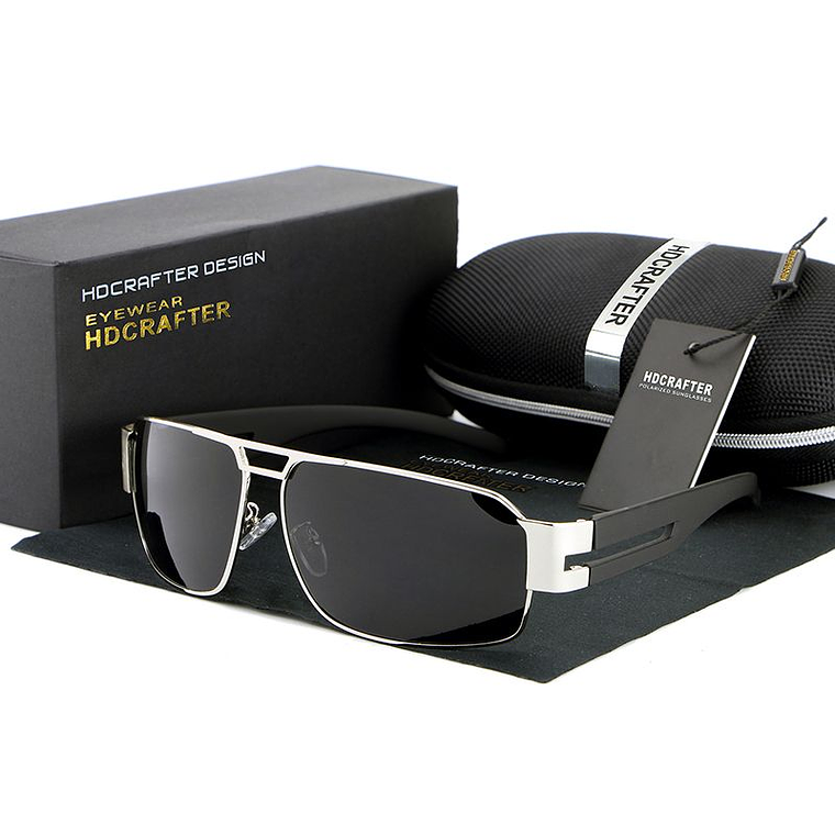 Gafas Lentes Sol Polarizado HDCRAFTER 8462 Negro Plateado 2