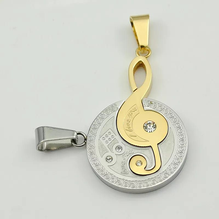 Dijes Parejas Nota Musical - Color Plata Y Dorado 1