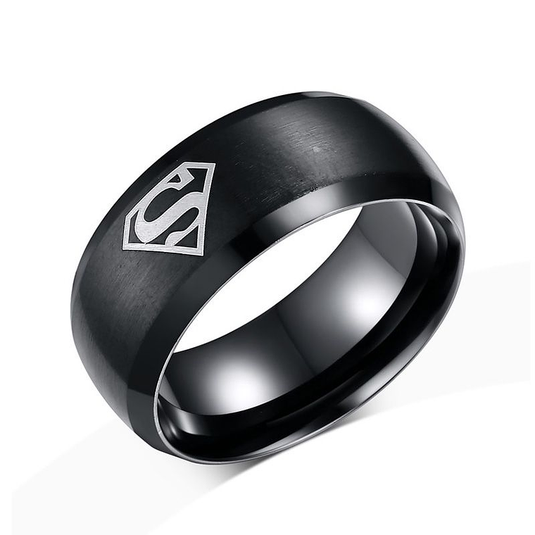 Anillo Superman Titanio Inoxidable Color Negro 1