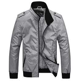 Chaquetas Hombre Casuales Ajustada Cuello Alto 728 Gris