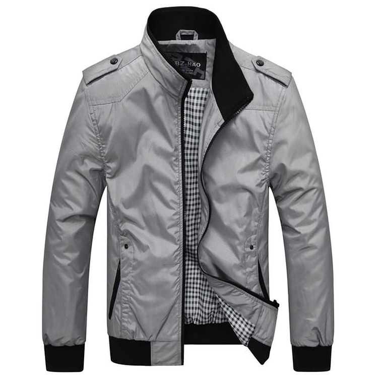 Chaquetas Hombre Casuales Ajustada Cuello Alto 728 Gris 1