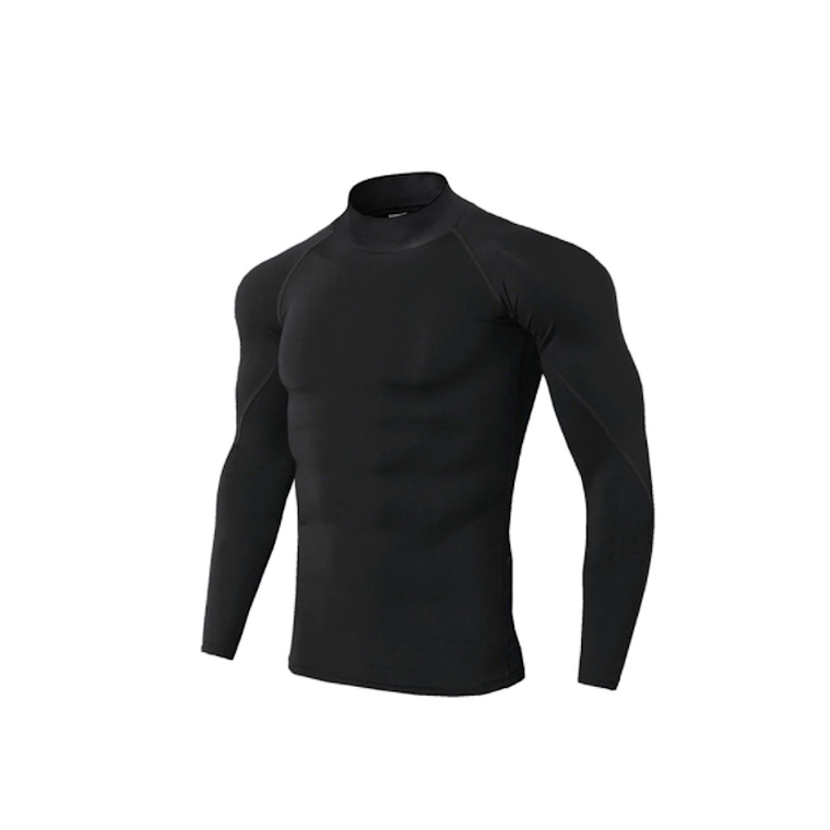 Camiseta Deportiva Hombre Respirable Manga Larga 12033 Negro 1