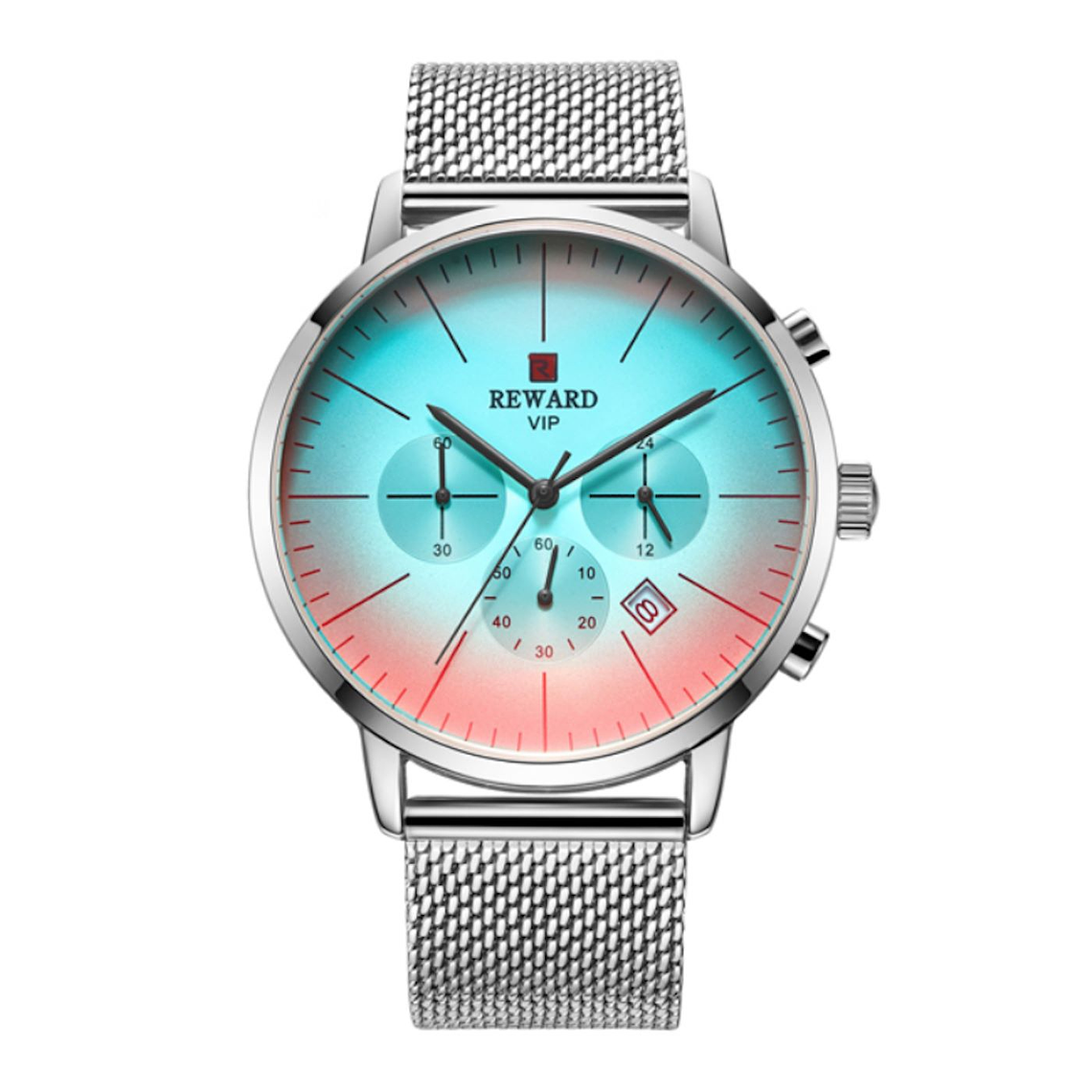 Reloj Hombre Cronografo Lujo Acero Inoxidable REWARD 82004 Plateado 1