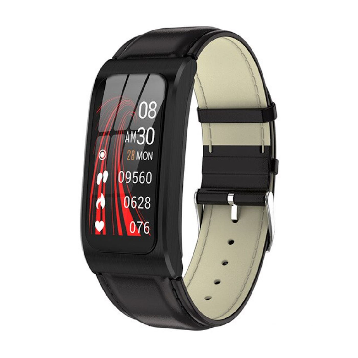 Smartband Pulsera Inteligente Ritmo Cardiaco Pulso Cuero AK12 Negro 1