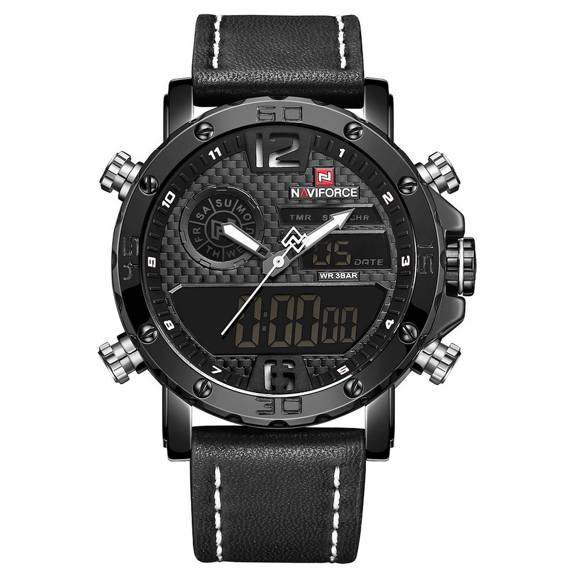 Reloj Hombre Casual Analogico Digital NAVIFORCE 9134 Negro Blanco 1