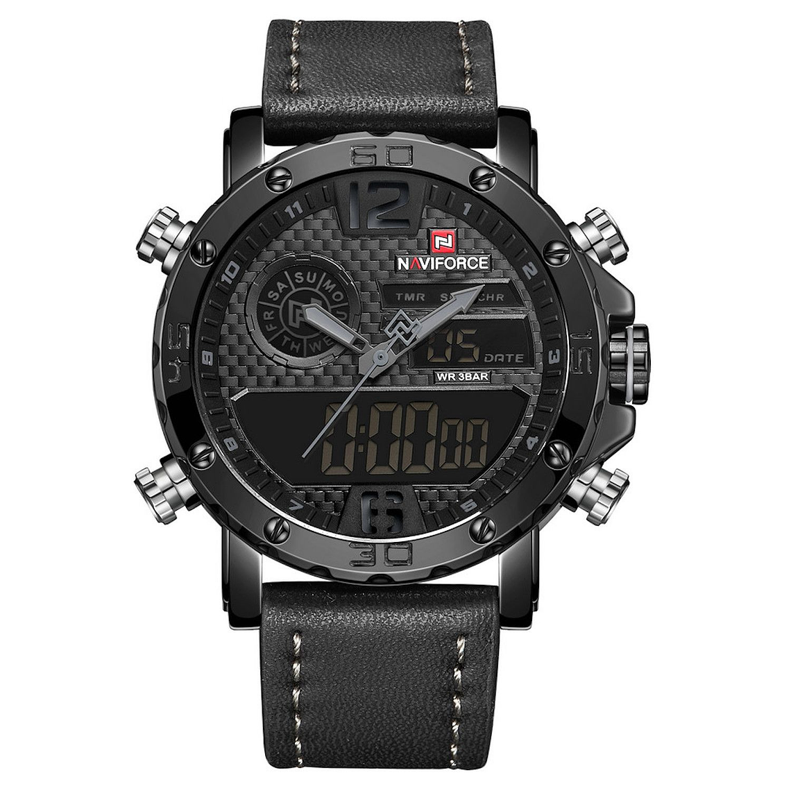 Reloj Hombre Casual Analogico Digital NAVIFORCE 9134 Negro Gris 1