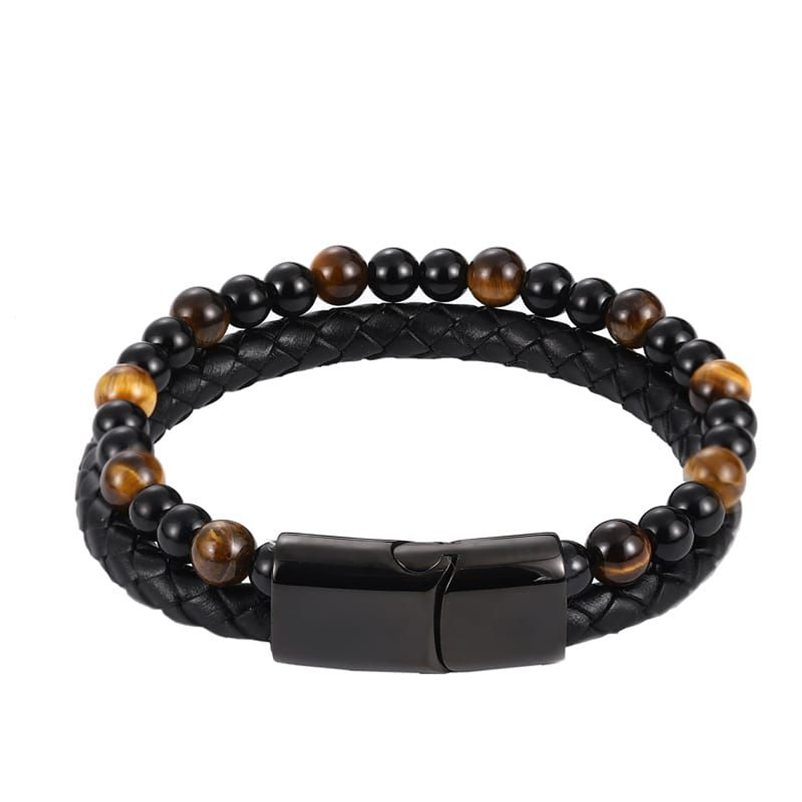 Pulsera Hombres Cuero PU Roca Natural SSTB Ojo De Tigre 1