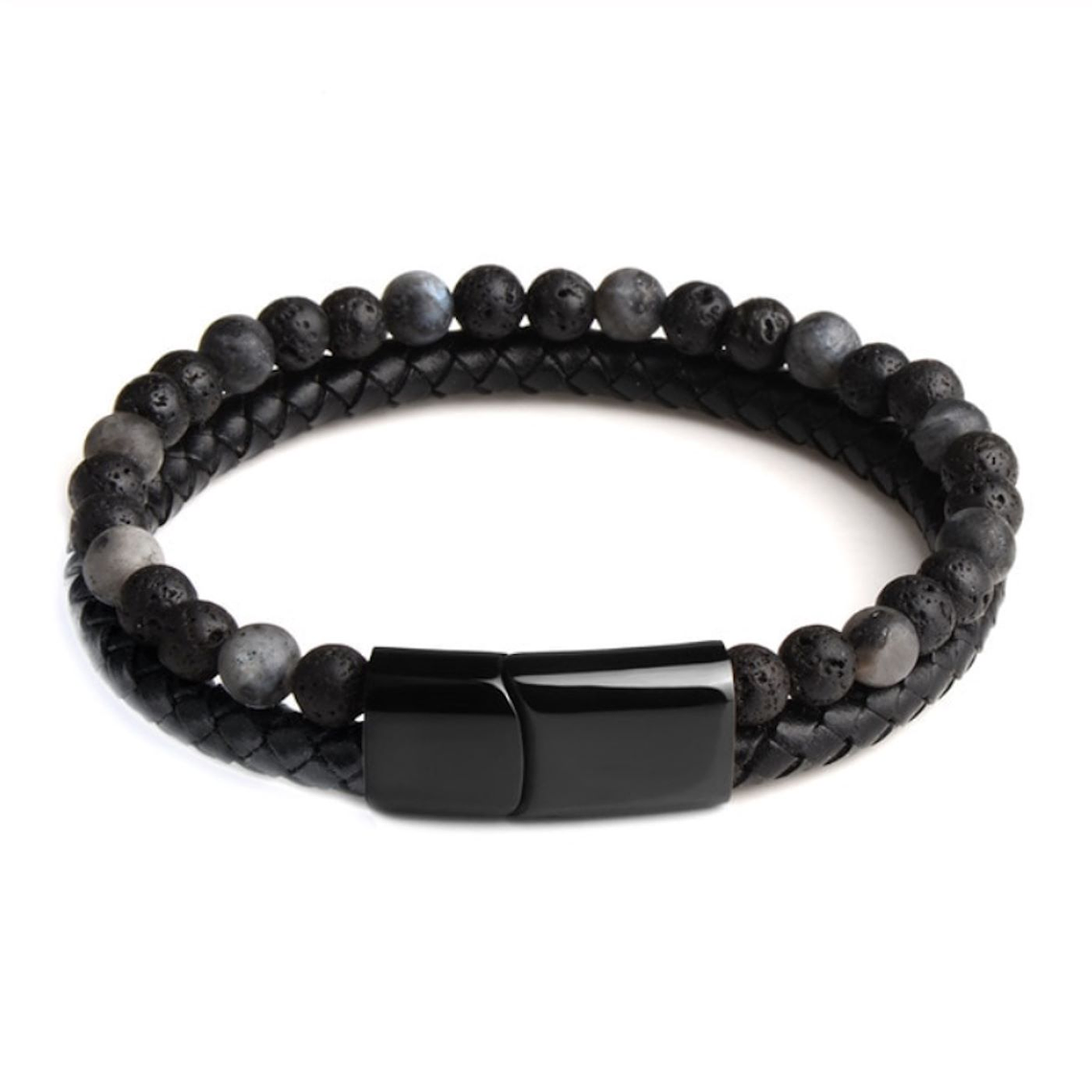 Pulsera Hombres Cuero PU Roca Natural SSTB Roca Lava 1