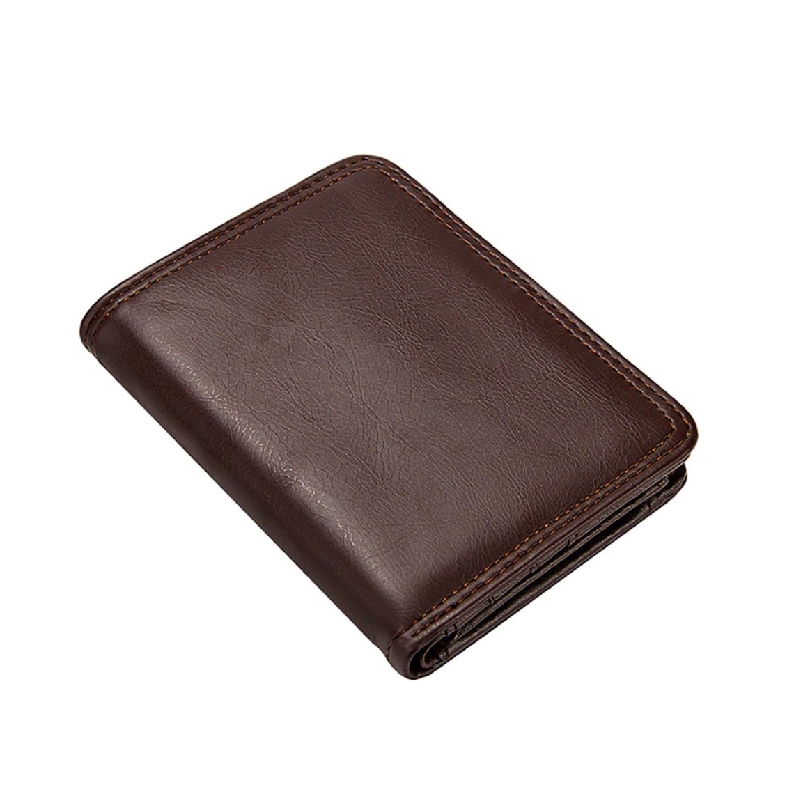 Billetera Hombre Corta Tarjetero Plegable Cuero PU MW08193 Cafe 1