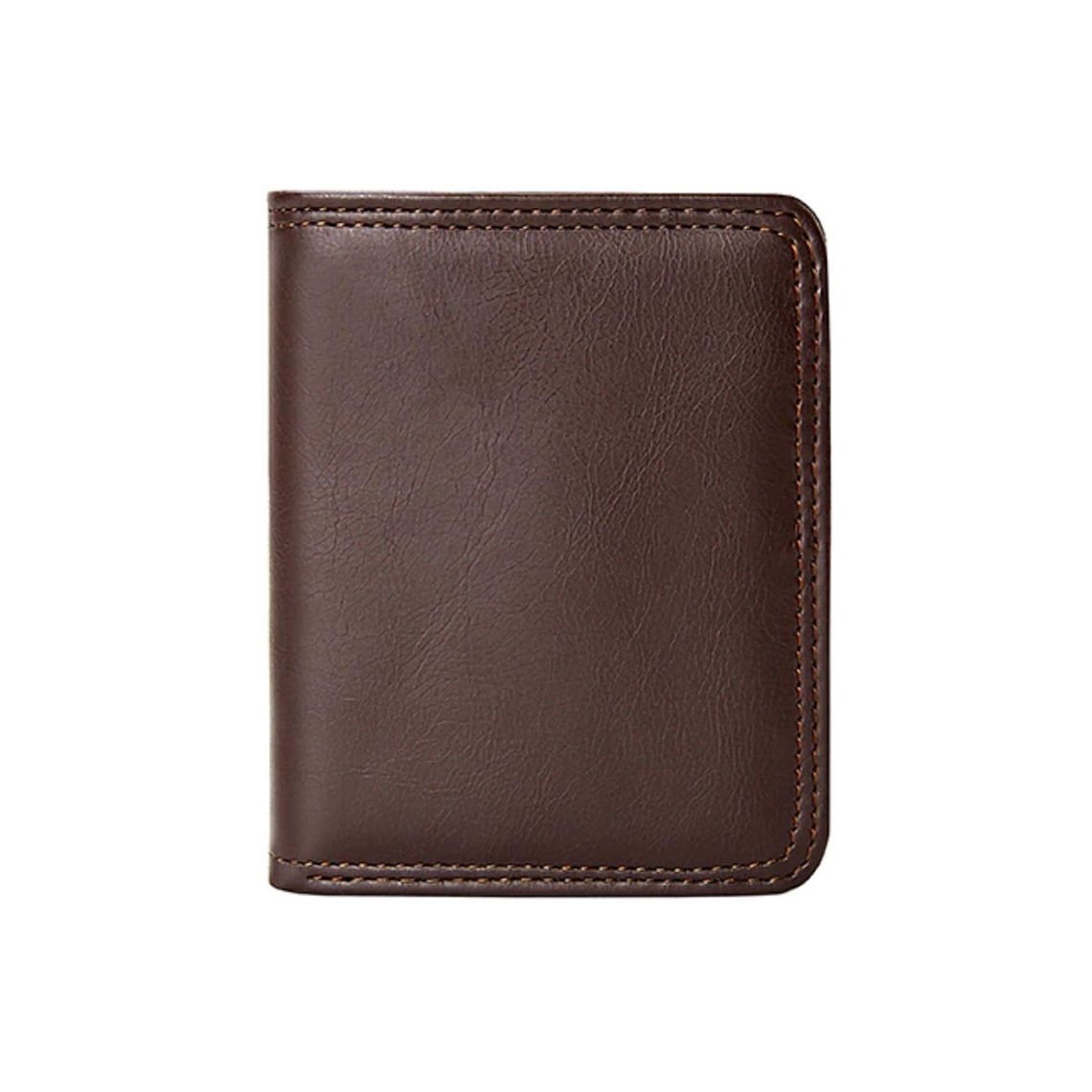 Billetera Hombre Corta Tarjetero Plegable Cuero PU MW08193 Cafe 2