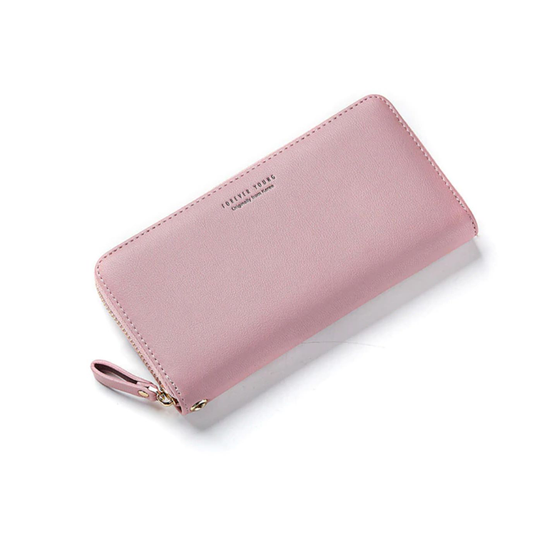 Billetera Mujer Larga Cremalleras Cuero PU Monedero B368 1