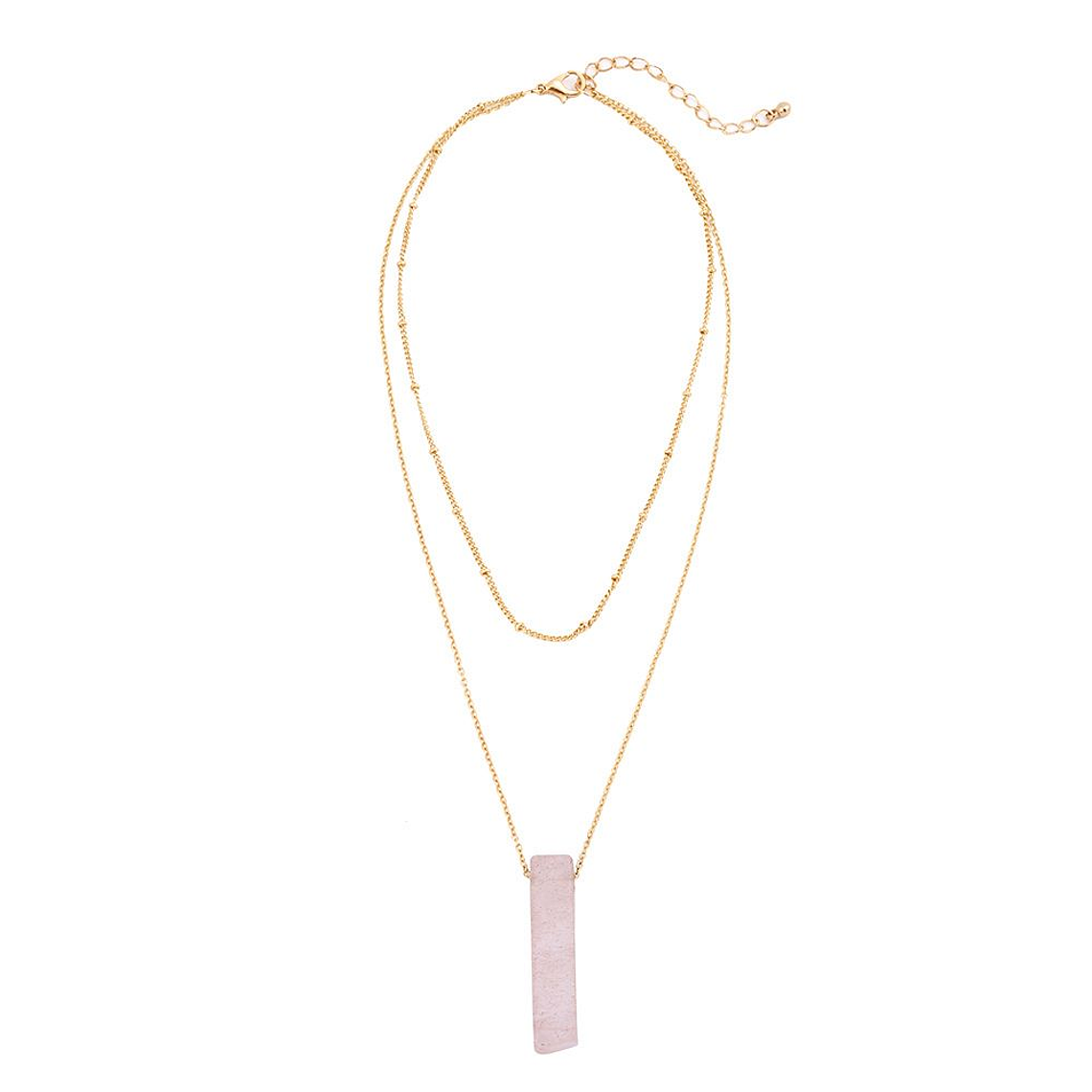 Collar Dije Mujer Gargantilla Cuarzo Rosa N7084 1