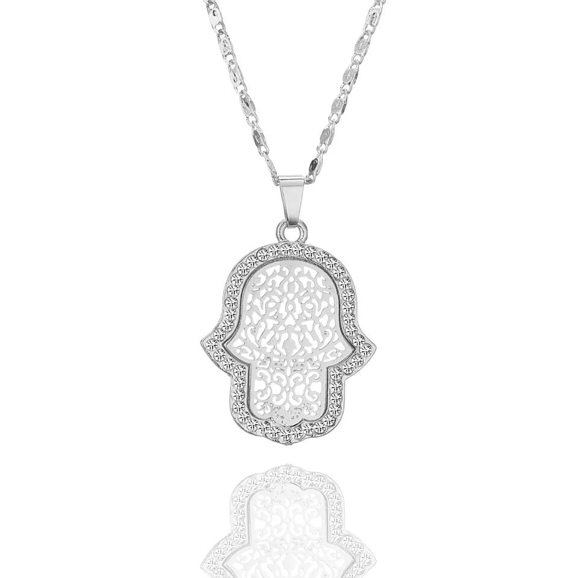 Collar Dije Mujer Mano De Hamsa X204 1