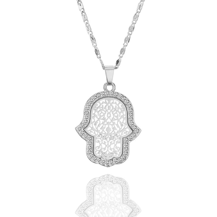 Collar Dije Mujer Mano De Hamsa X204 1
