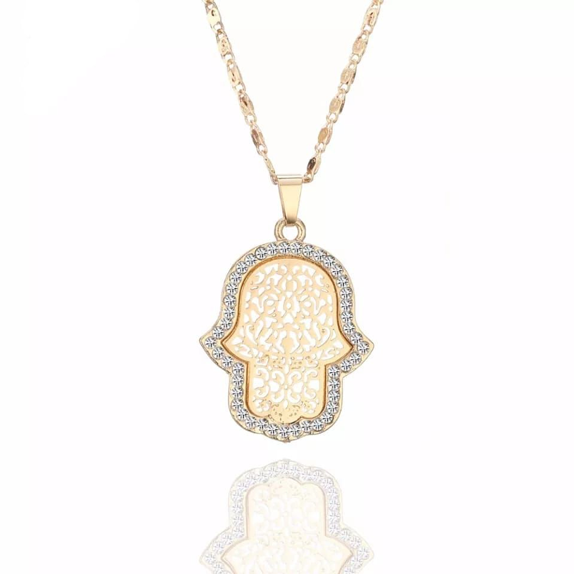 Collar Dije Mujer Mano De Hamsa X204 3